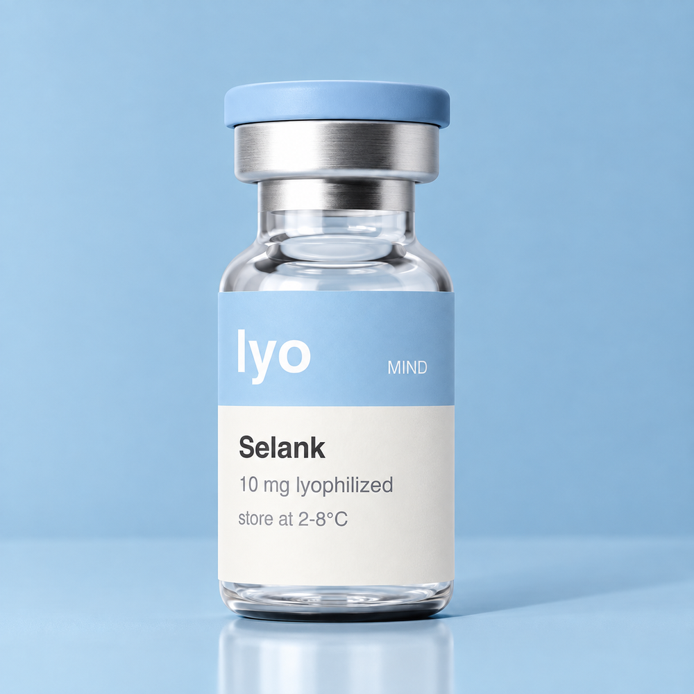 Lyo Selank 10 mg — standing studio view