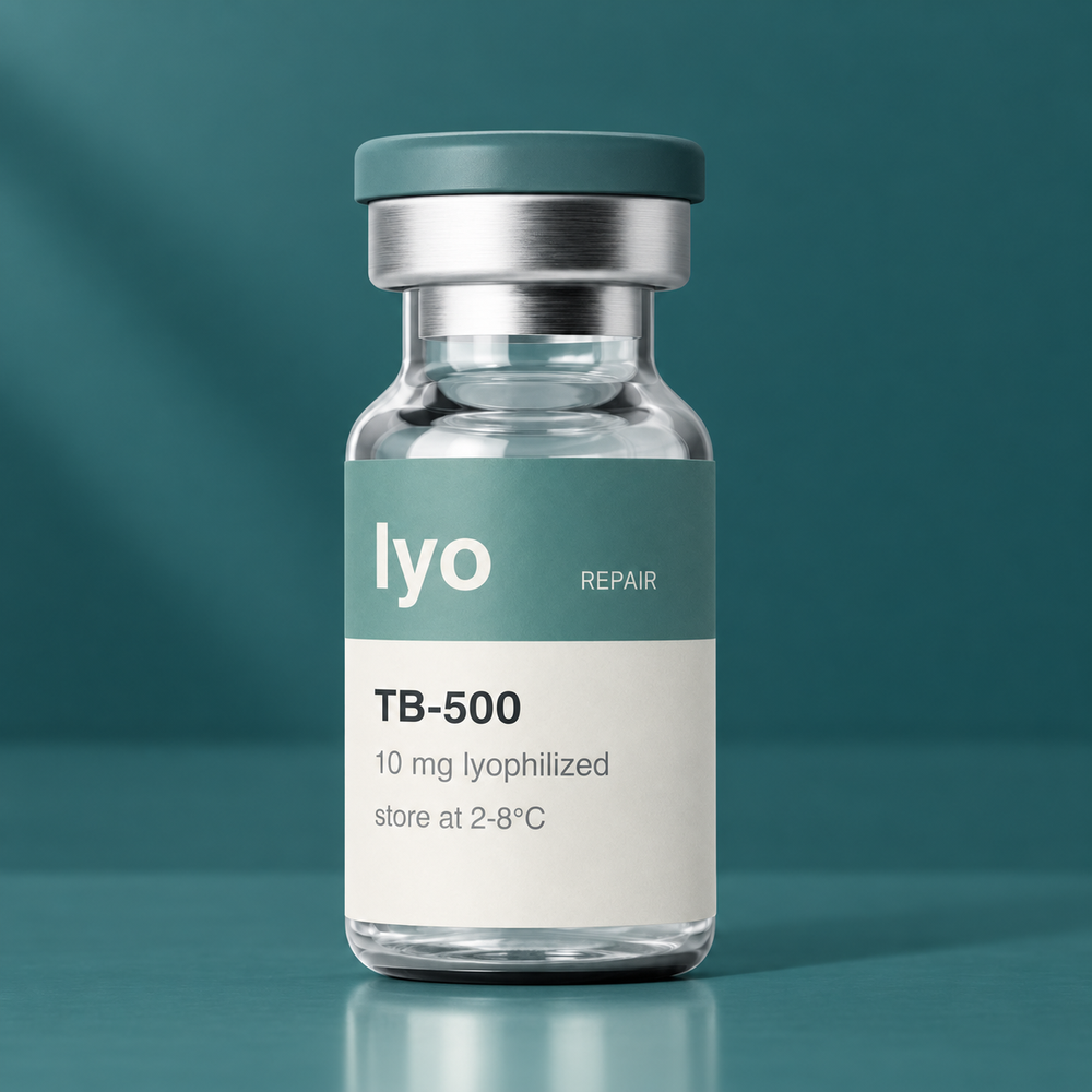 Lyo TB-500 10 mg — standing studio view