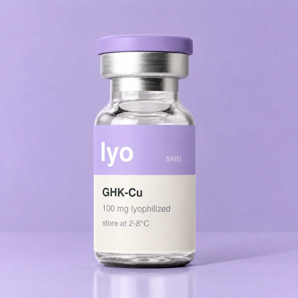 Lyo GHK-Cu 100 mg — standing studio view